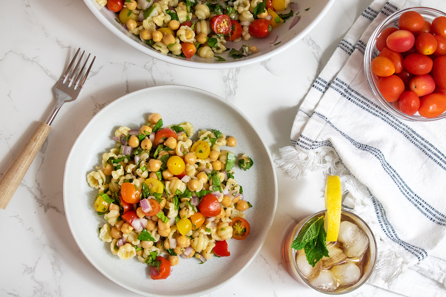 Cherry Tomato & Chickpea Pasta Salad