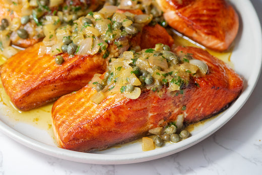 Salmon With Lemon Caper Sauce (Salmon Piccata), Credit: Elizabeth Newman