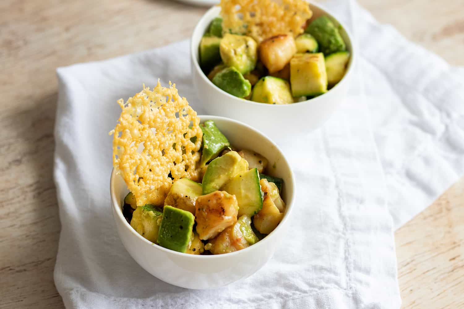 Shrimp and Avocado Salad with Frico Chips, Credit: Elizabeth Newman