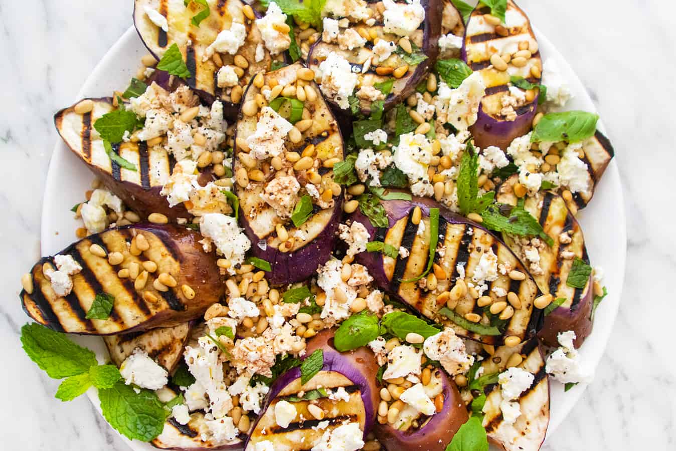 Grilled Eggplant and Goat Cheese Salad, Credit: Elizabeth Newman