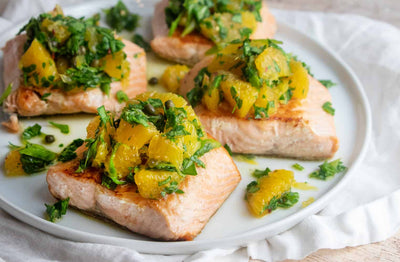 Grilled Salmon with Citrus Salsa, Credit: Elizabeth Newman