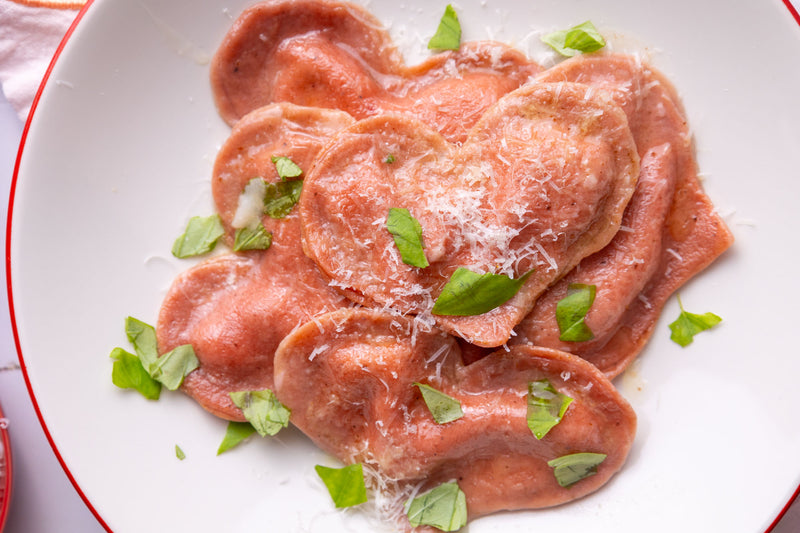 Pink Ravioli with Goat Cheese