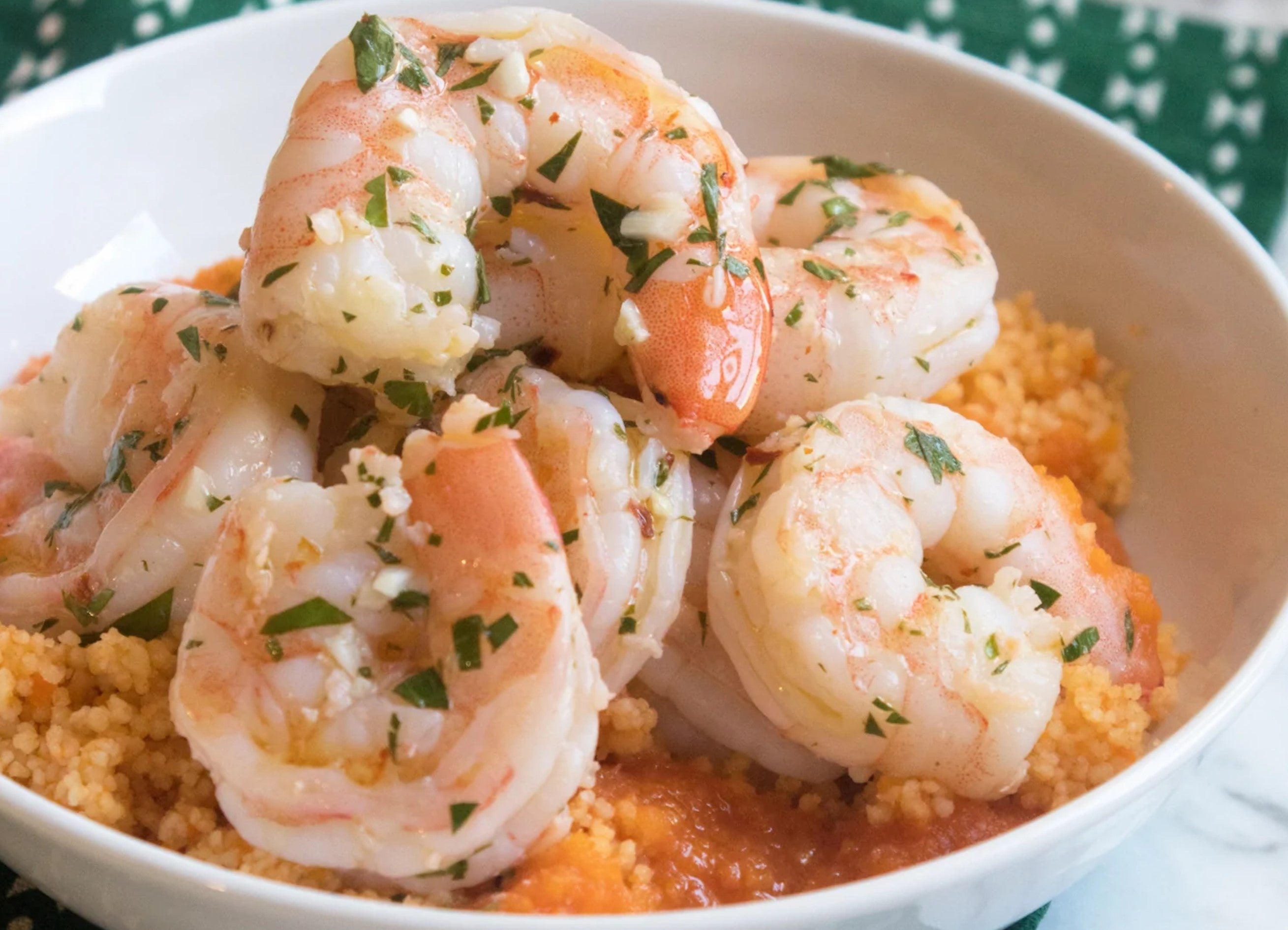 Shrimp Scampi on CousCous, Credit: Elizabeth Newman