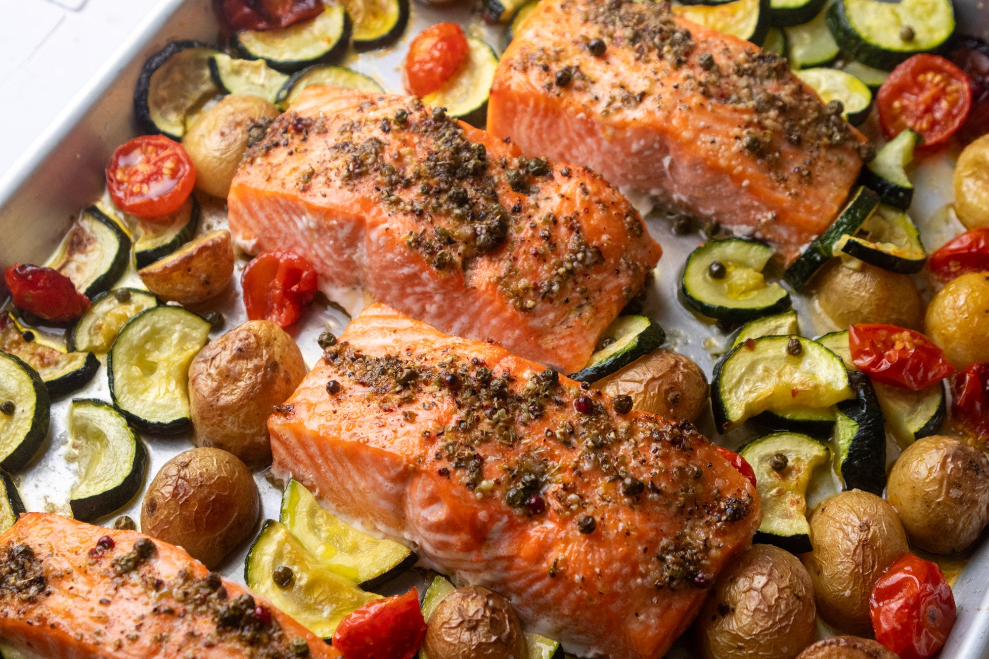 Sheet Pan Lemon Pepper Salmon and Veggies