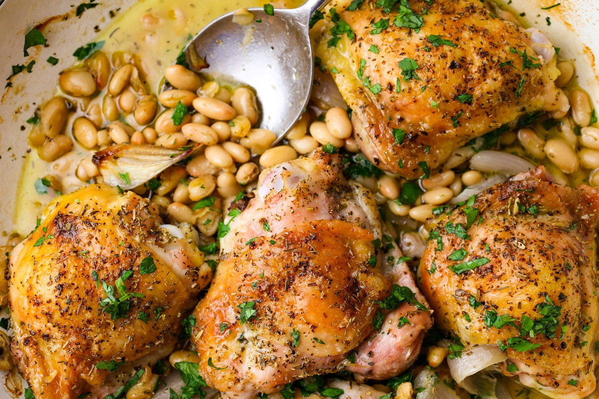 Roasted Chicken Thighs With Cannellini Beans