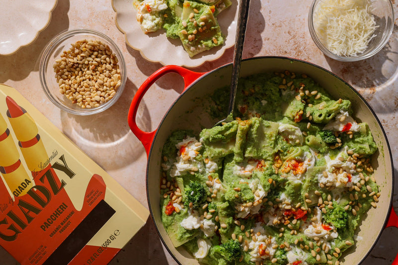 Roman Broccoli Pasta with Burrata & Pine Nuts
