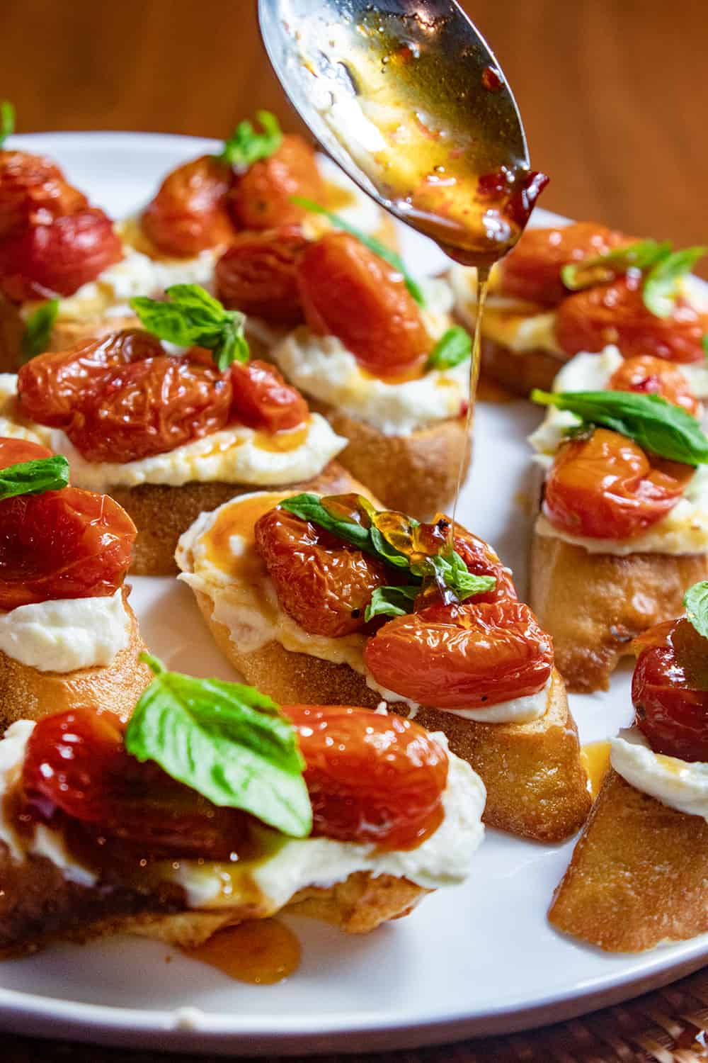 Ricotta Bruschetta with Sweet and Spicy Tomatoes