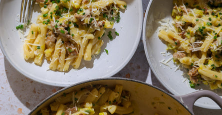 Caramelized Leek And Sausage Pasta