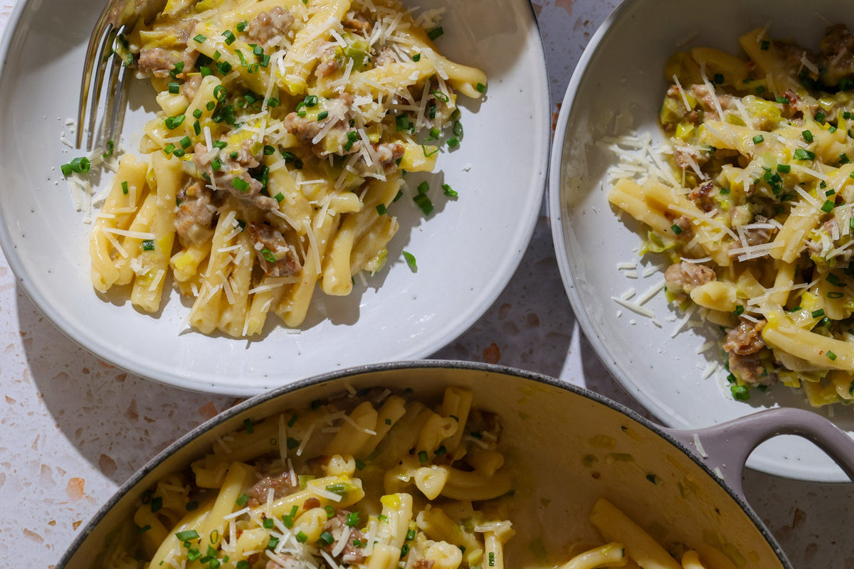 Caramelized Leek And Sausage Pasta