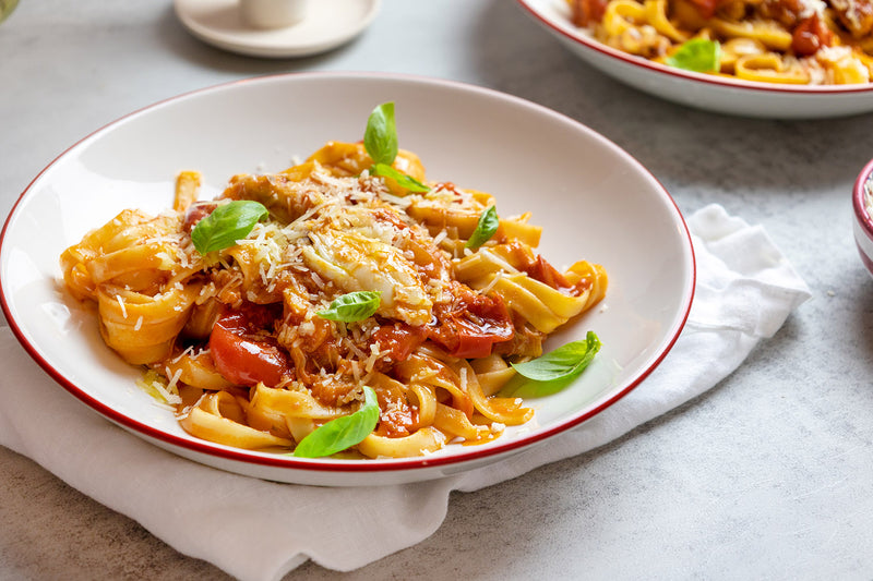 Crab and Cherry Tomato Fettuccine