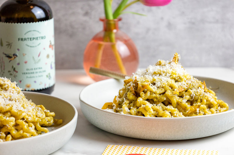 danny loves pasta yellow tomato pesto