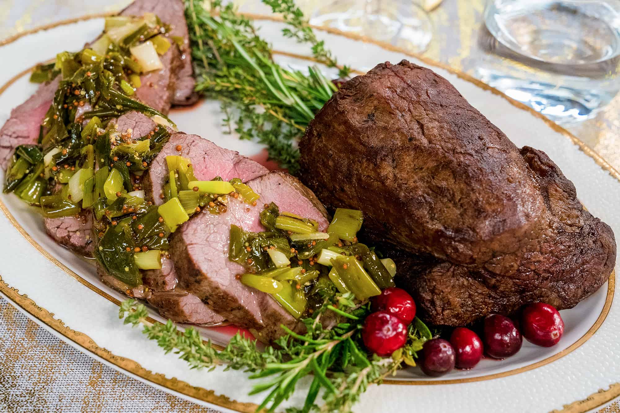 Beef Tenderloin with Scallion Salsa Verde, Credit: Food Network