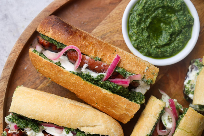 Superfood Pesto Sausage Sandwiches