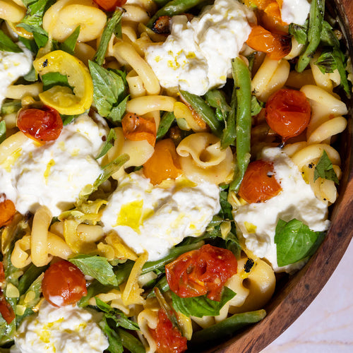 Nodi Marini Pasta with Roasted Vegetables and Stracciatella Giadzy